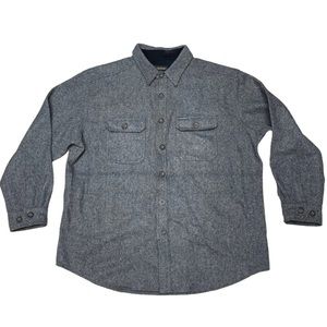 VINTAGE Woolrich Gray Wool Blend Tweed Camp Style Overshirt Adult Size XL